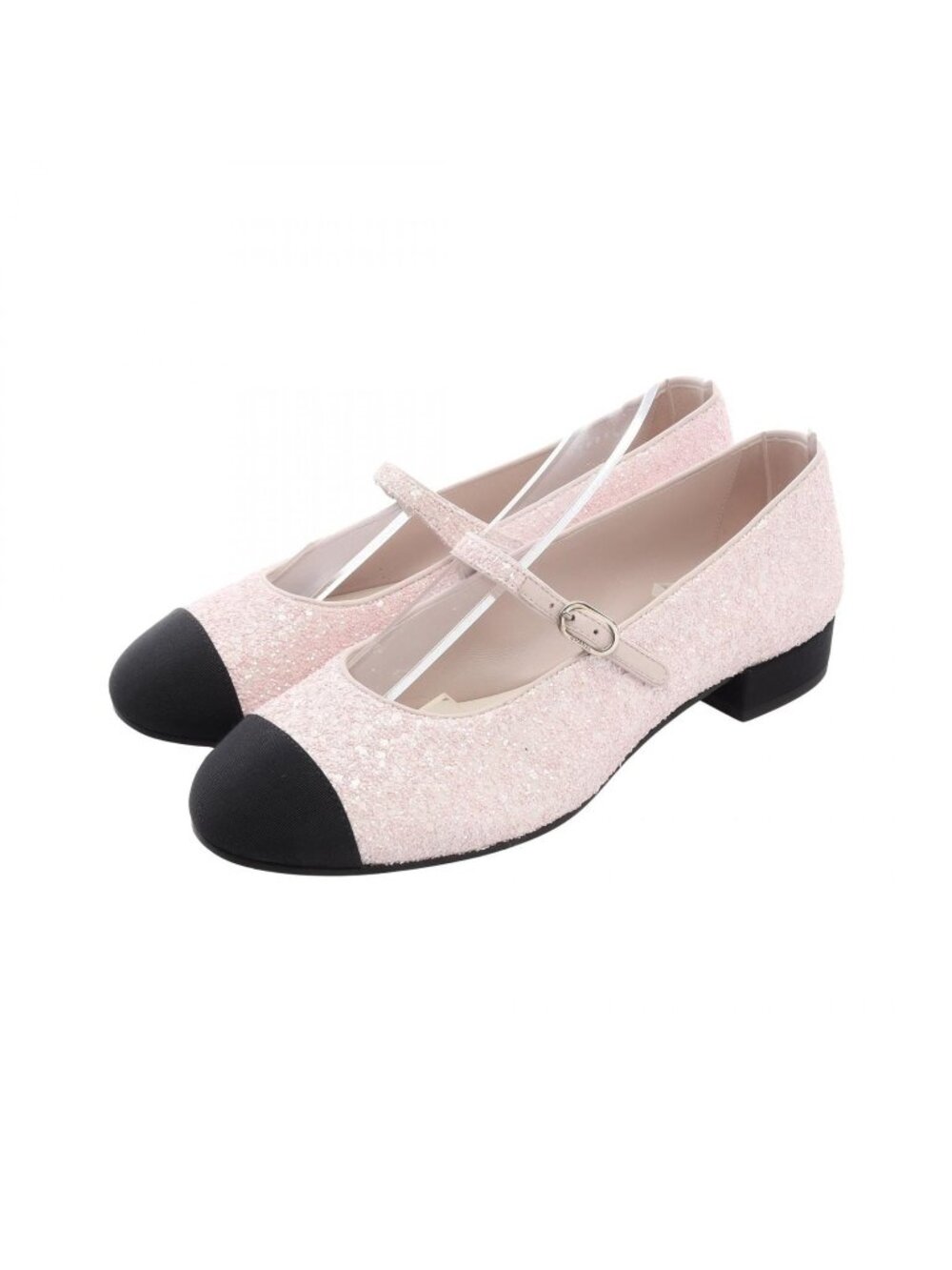 Chanel Pumps CC Logo Glitter Leather Shoes